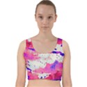 Watercolor Splatter Hot Pink/Purple Velvet Racer Back Crop Top View1