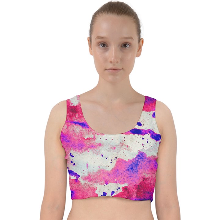 Watercolor Splatter Hot Pink/Purple Velvet Racer Back Crop Top