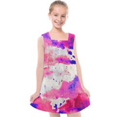 Watercolor Splatter Hot Pink/purple Kids  Cross Back Dress by blkstudio