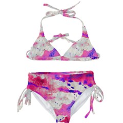 Watercolor Splatter Hot Pink/purple Kids  Classic Bikini Set by blkstudio