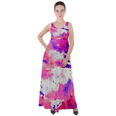 Watercolor Splatter Hot Pink/purple Empire Waist Velour Maxi Dress by blkstudio