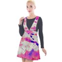 Watercolor Splatter Hot Pink/Purple Plunge Pinafore Velour Dress View1