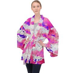 Watercolor Splatter Hot Pink/purple Velvet Kimono Robe by blkstudio