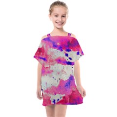 Watercolor Splatter Hot Pink/purple Kids  One Piece Chiffon Dress by blkstudio