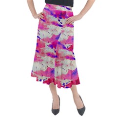 Watercolor Splatter Hot Pink/purple Midi Mermaid Skirt by blkstudio