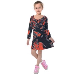 Into The Forest 6 Kids  Long Sleeve Velvet Dress