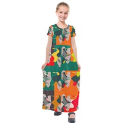 Retro Colors Texture                    Kids  Short Sleeve Maxi Dress by LalyLauraFLM