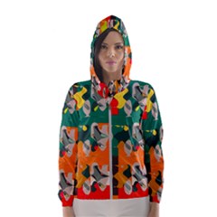 Retro Colors Texture                      Hooded Wind Breaker (women)