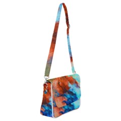 Orange Blue Texture                  Shoulder Bag With Back Zipper by LalyLauraFLM