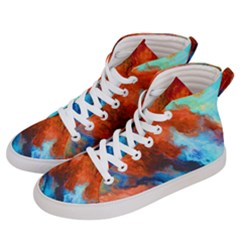 Orange Blue Texture                     Women s Hi-top Skate Sneakers by LalyLauraFLM