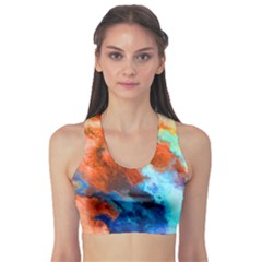 Orange Blue Texture                     Women s Sports Bra by LalyLauraFLM