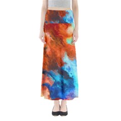 Orange Blue Texture                      Women s Maxi Skirt by LalyLauraFLM