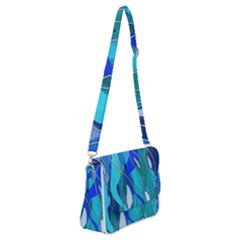 Wavy Blue Shoulder Bag With Back Zipper by bloomingvinedesign