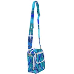 Wavy Blue Shoulder Strap Belt Bag by bloomingvinedesign