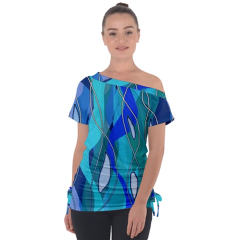 Wavy Blue Tie-up Tee by bloomingvinedesign