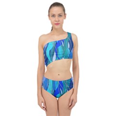 Wavy Blue Spliced Up Two Piece Swimsuit by bloomingvinedesign