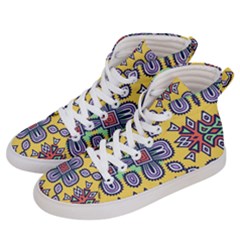 Shapes On A Yellow Background                     Women s Hi-top Skate Sneakers by LalyLauraFLM