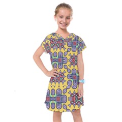 Shapes On A Yellow Background                       Kids  Drop Waist Dress by LalyLauraFLM