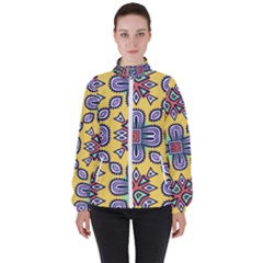 Shapes On A Yellow Background                      High Neck Windbreaker (women) by LalyLauraFLM