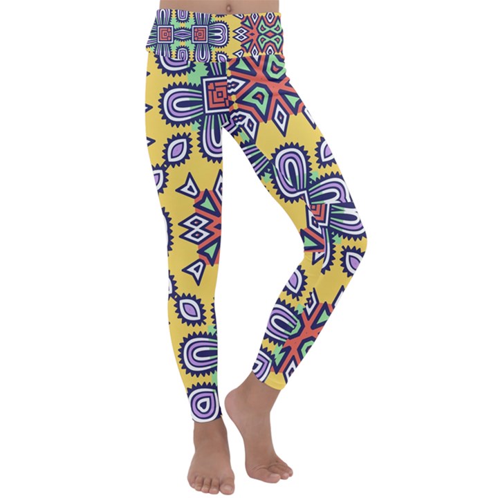 Shapes on a yellow background                     Kids  Lightweight Velour Classic Yoga Leggings