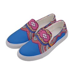 Shapes On A Blue Background                  Women s Canvas Slip Ons by LalyLauraFLM