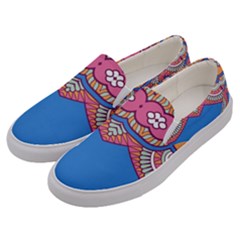 Shapes On A Blue Background                      Men s Canvas Slip Ons by LalyLauraFLM