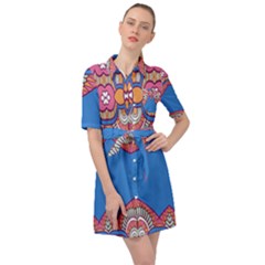 Shapes On A Blue Background                         Belted Shirt Dress