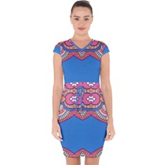 Shapes On A Blue Background                     Capsleeve Drawstring Dress