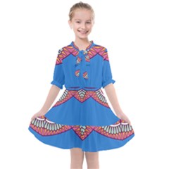 Shapes On A Blue Background                   Kids  All Frills Chiffon Dress