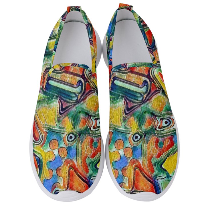 Colorful painted shapes                     Men s Slip On Sneakers