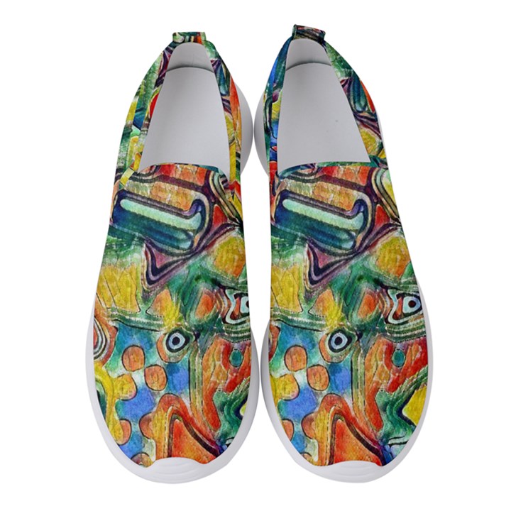 Colorful painted shapes                    Women s Slip On Sneakers