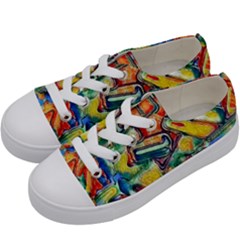 Colorful Painted Shapes                     Kids  Low Top Canvas Sneakers by LalyLauraFLM