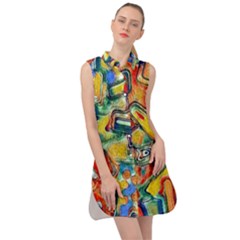 Colorful Painted Shapes                         Sleeveless Shirt Dress by LalyLauraFLM