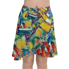 Colorful Painted Shapes                         Chiffon Wrap Front Skirt by LalyLauraFLM