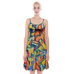 Colorful Painted Shapes                       Spaghetti Strap Velvet Dress by LalyLauraFLM