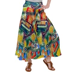 Colorful Painted Shapes                     Satin Palazzo Pants by LalyLauraFLM