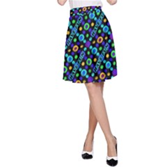 Have Fun Multicolored Text Pattern A-Line Skirt