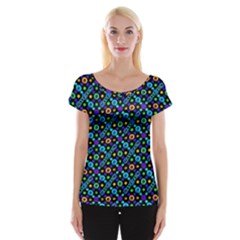 Have Fun Multicolored Text Pattern Cap Sleeve Top