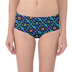 Have Fun Multicolored Text Pattern Mid-Waist Bikini Bottoms