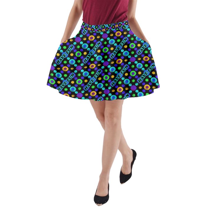 Have Fun Multicolored Text Pattern A-Line Pocket Skirt