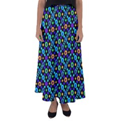 Have Fun Multicolored Text Pattern Flared Maxi Skirt