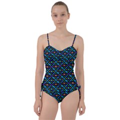 Have Fun Multicolored Text Pattern Sweetheart Tankini Set