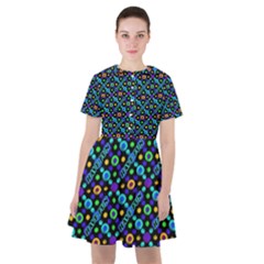 Have Fun Multicolored Text Pattern Sailor Dress