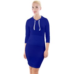 Vibrant Blue Quarter Sleeve Hood Bodycon Dress by blkstudio