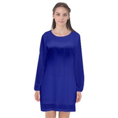 Vibrant Blue Long Sleeve Chiffon Shift Dress  by blkstudio