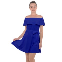 Vibrant Blue Off Shoulder Velour Dress by blkstudio