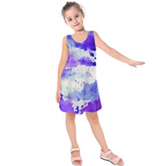 Watercolor Splatter Purple Kids  Sleeveless Dress by blkstudio