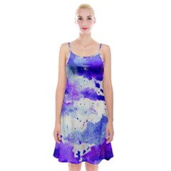 Watercolor Splatter Purple Spaghetti Strap Velvet Dress by blkstudio