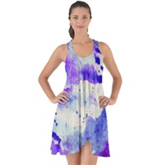 Watercolor Splatter Purple Show Some Back Chiffon Dress by blkstudio