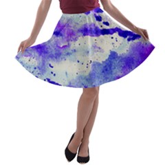 Watercolor Splatter Purple A-line Skater Skirt by blkstudio